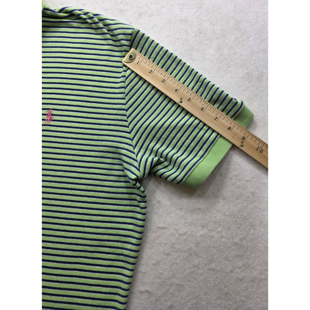 Polo Ralph Lauren Men's Green w Blue White Micro Stripes Polo Golf Shirt. Size L - Picture 6 of 8